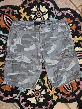 🔥🔥Plugg Men's Gray Grenn Camo Cargo Shorts🔥🔥 Size 32/33